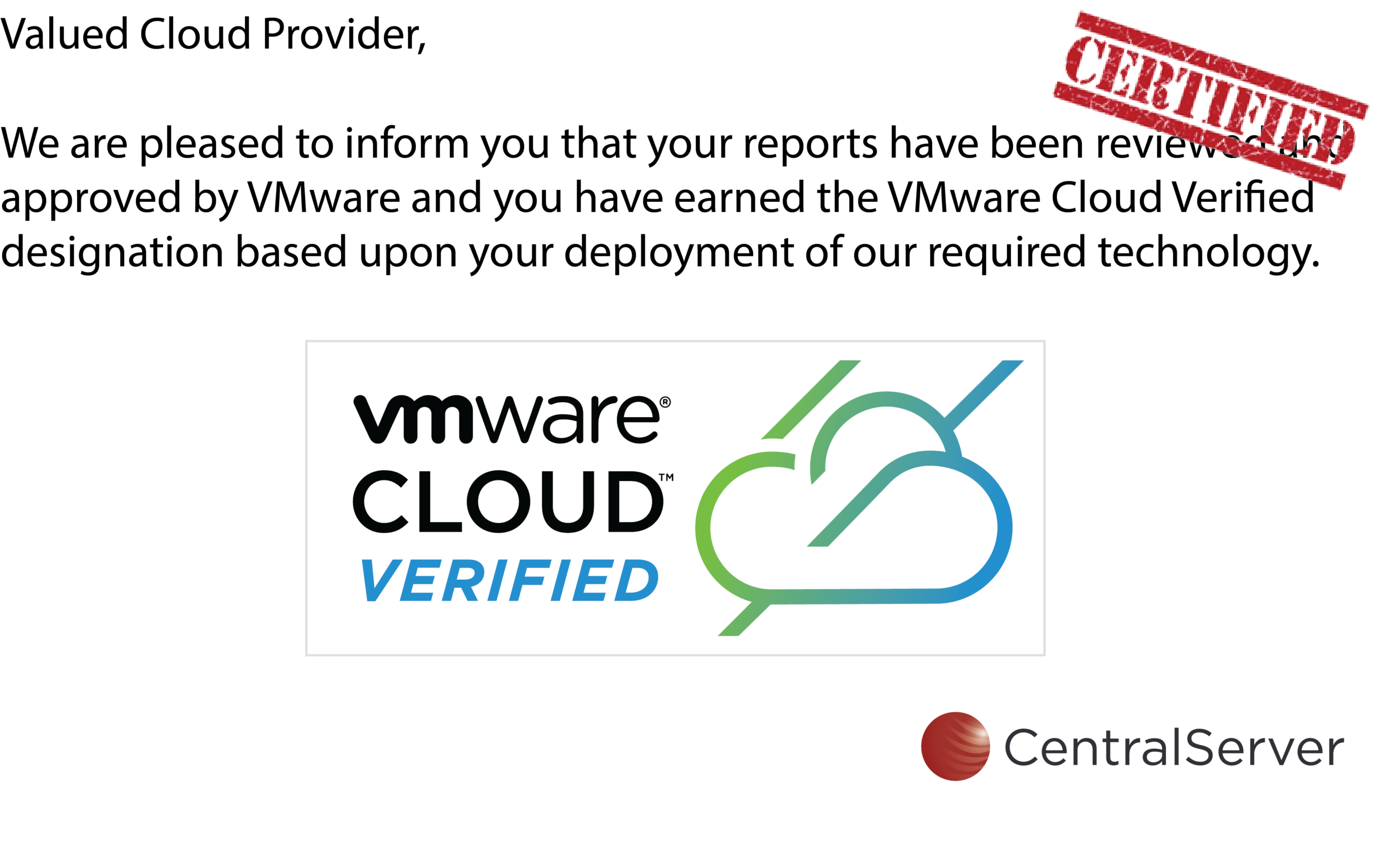 A CentralServer é VMware Cloud Verified!